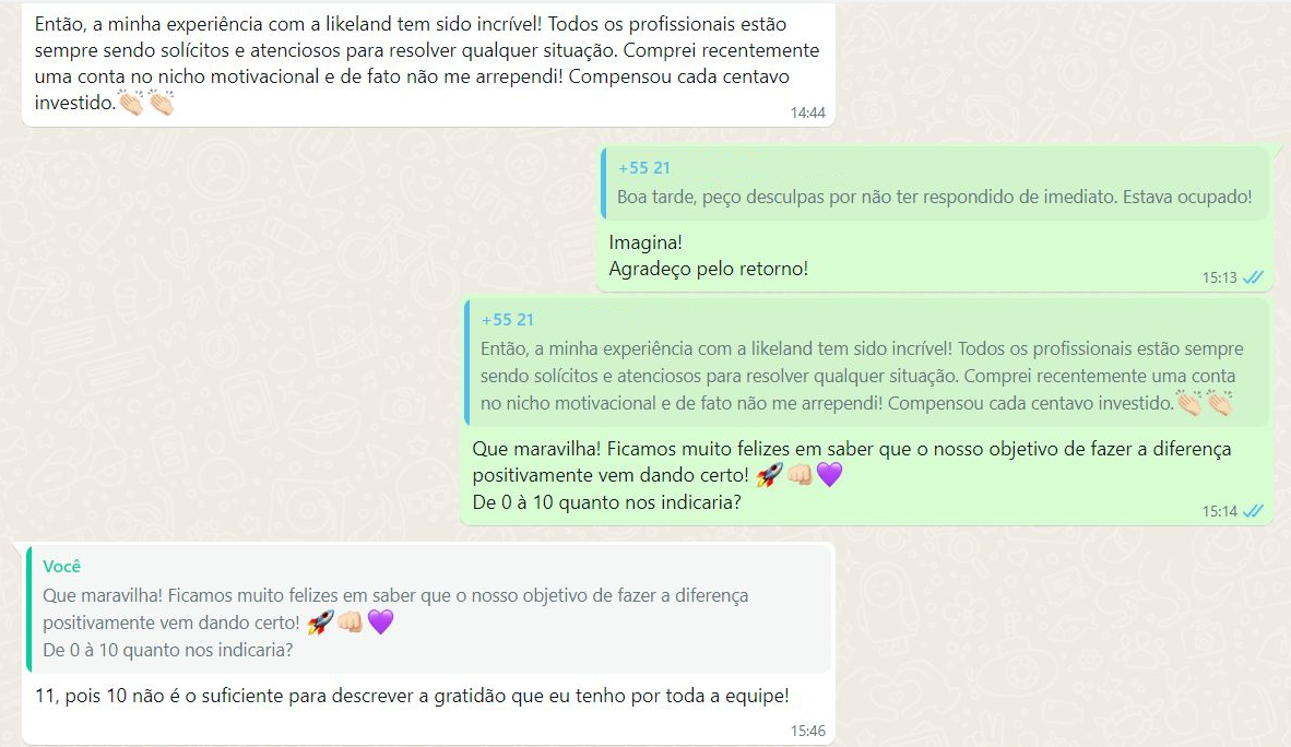 Comentário de cliente